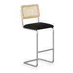 Hayward Cane Back Fabric Bar Height Stool - Set of 2