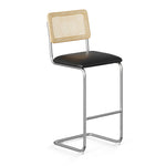 Hayward Cane Back Vegan Leather Bar Height Stool - Set of 2