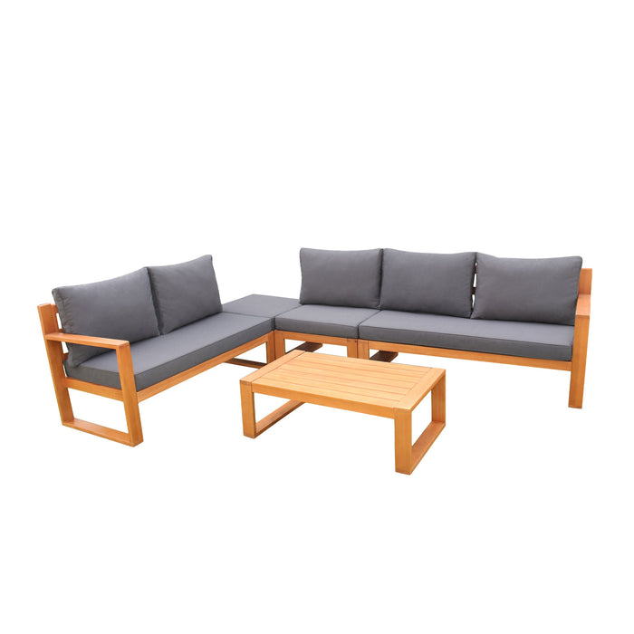 Salvador Wood Corner Sectional Set