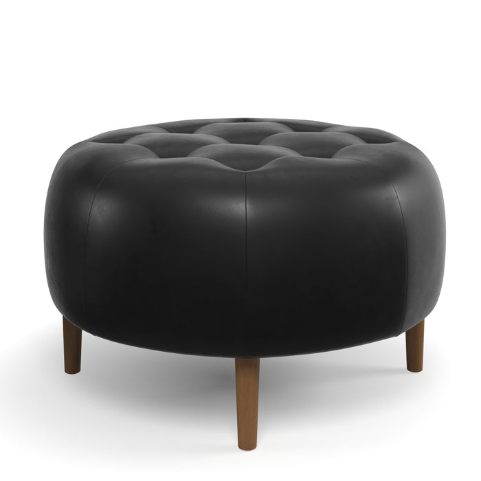 Harding Leather Round Ottoman